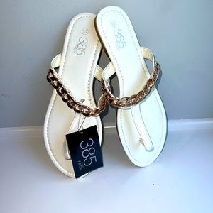 White Rose Gold Chain Sandals NWT